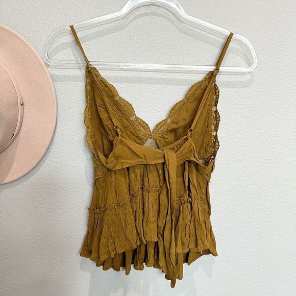 Free People lace mustard blouse - Picture 2 of 5